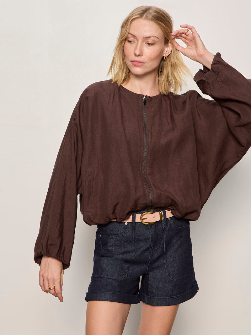 Linen Bubble Jacket Rich Soil alt 4