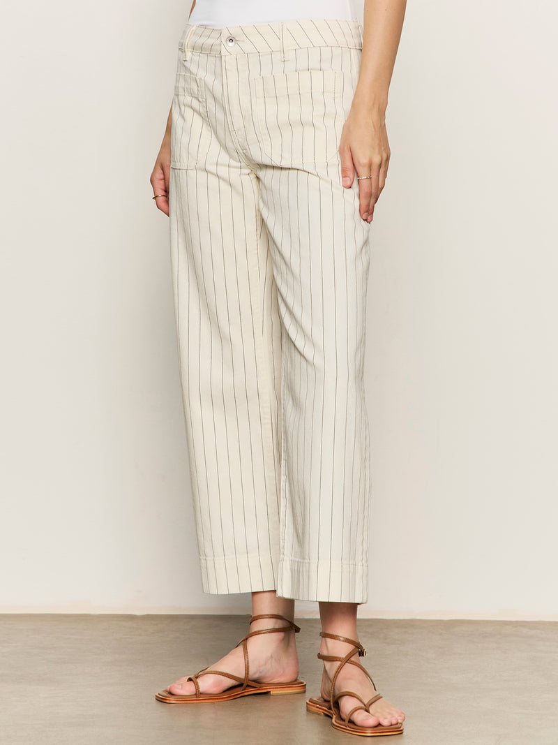 The Marine Jean Crop Bleached White Pinstripe Petite Sizing