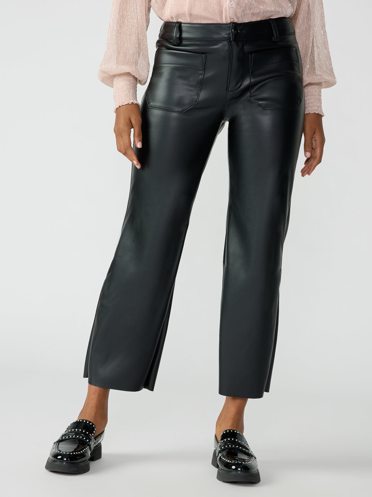 The Marine Standard Rise Leather Crop Trouser Pant Black