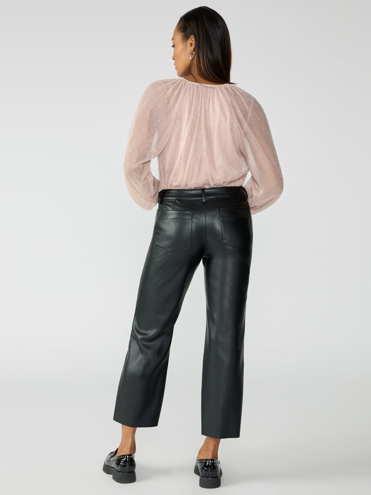 The Marine Standard Rise Leather Crop Trouser Pant Black