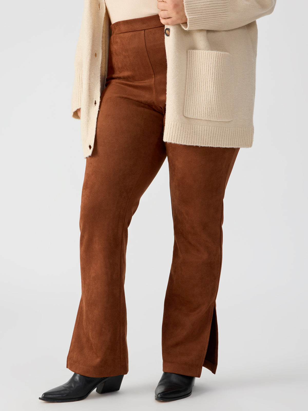 Abbey Faux Suede Semi High Rise Legging Caramel Cafe Inclusive Collection