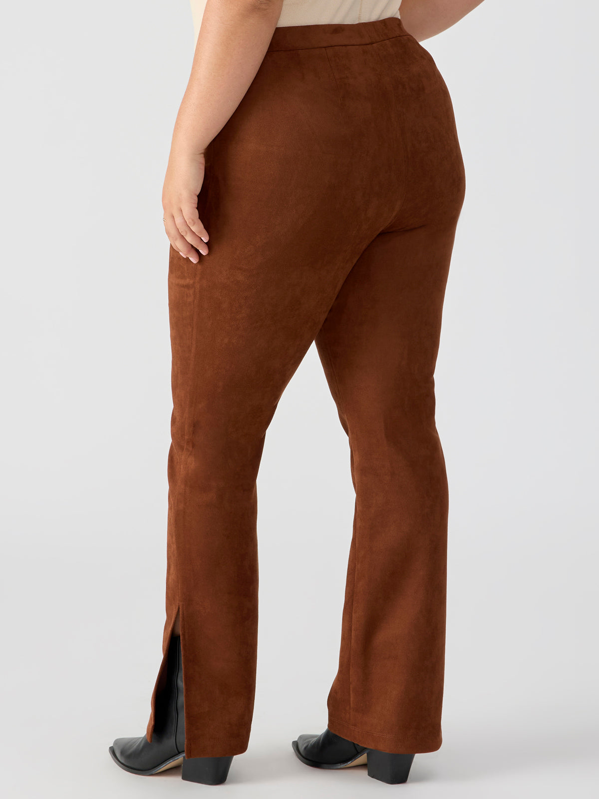 Abbey Faux Suede Semi High Rise Legging Caramel Cafe Inclusive Collection