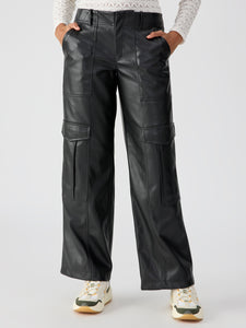 Level Up Vegan Leather Standard Rise Cargo Pant Black