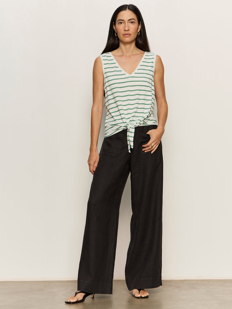 The Linen Marine Wide Leg Semi-High Rise Pant Black alt 3
