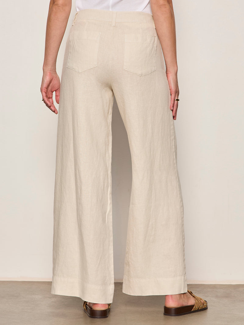 The Linen Marine Wide Leg Pant Summer Sand alt 2