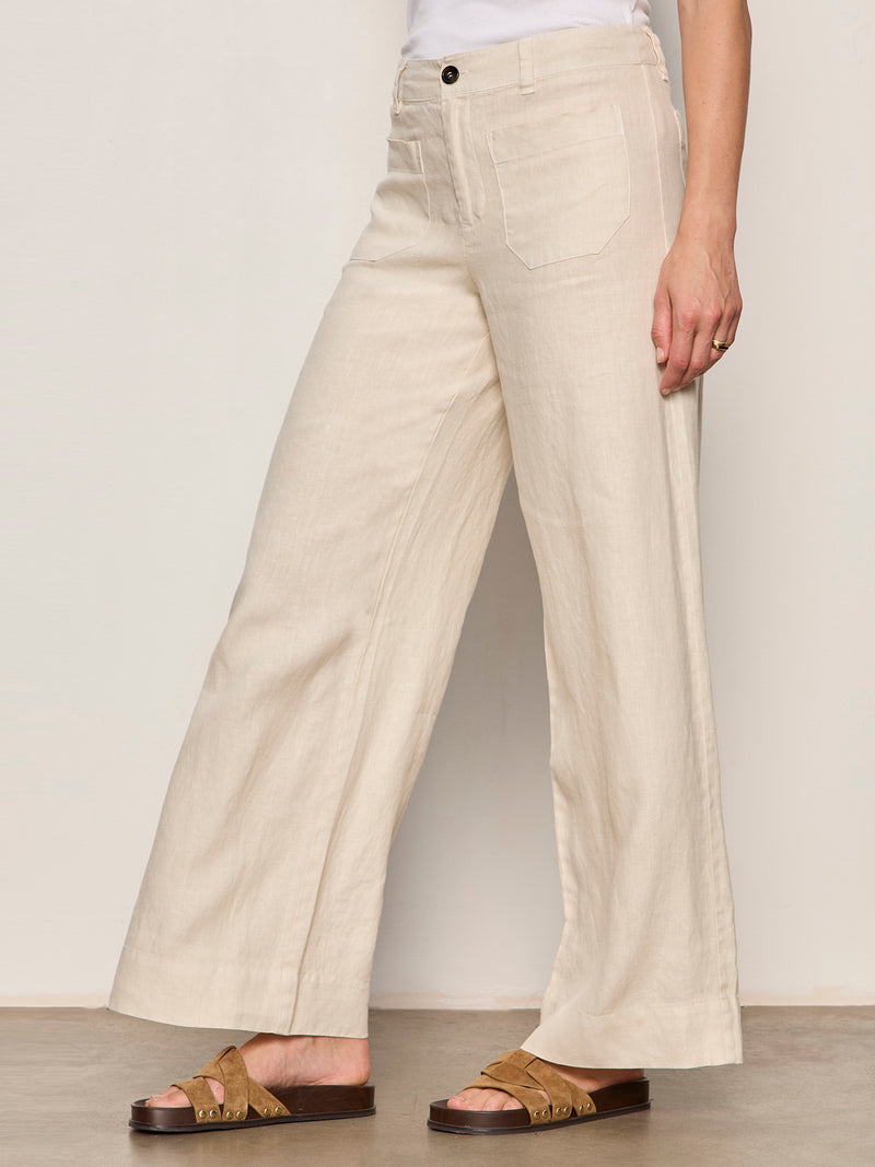 The Linen Marine Wide Leg Pant Summer Sand alt 3