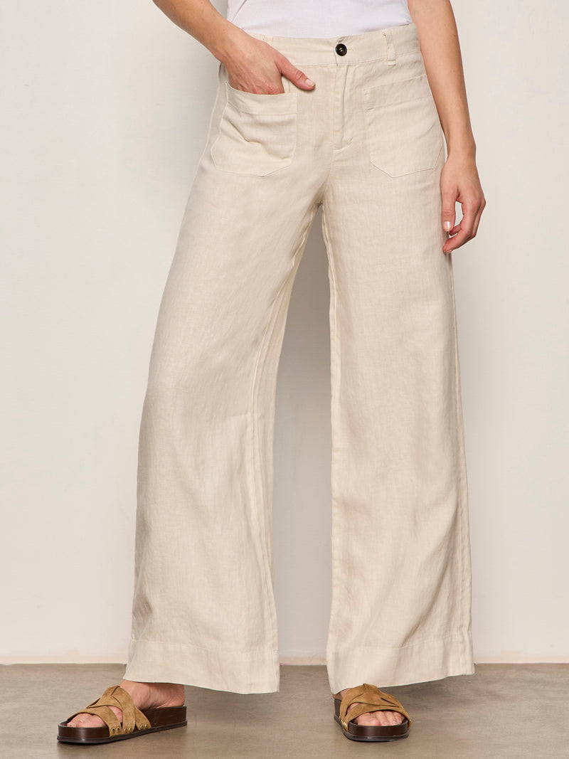 The Linen Marine Wide Leg Pant Summer Sand alt 4