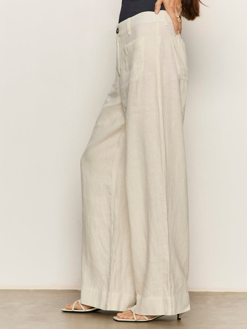 The Linen Marine Wide Leg Pant Summer Sand alt 2