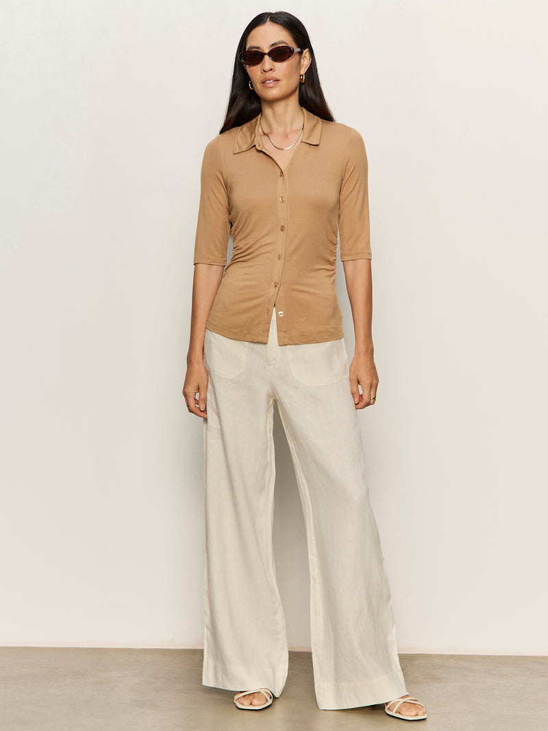 The Linen Marine Wide Leg Pant Summer Sand alt 4
