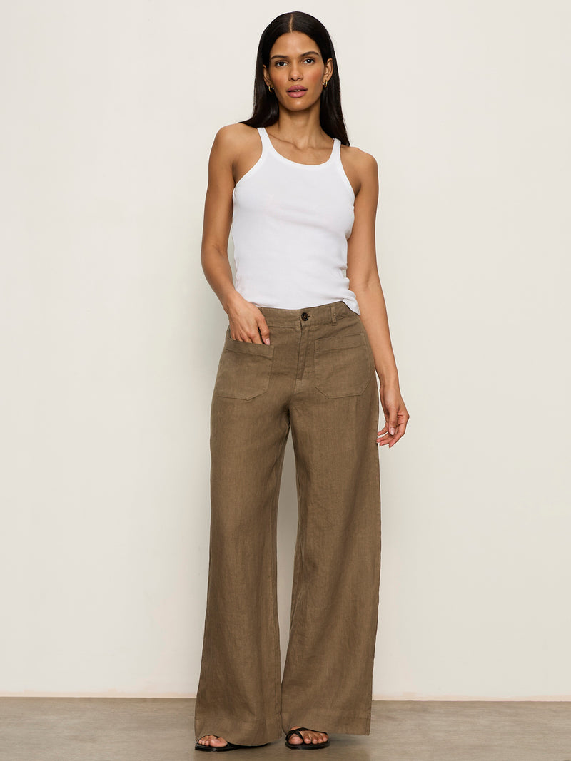 The Linen Marine Wide Leg Pant Timber
