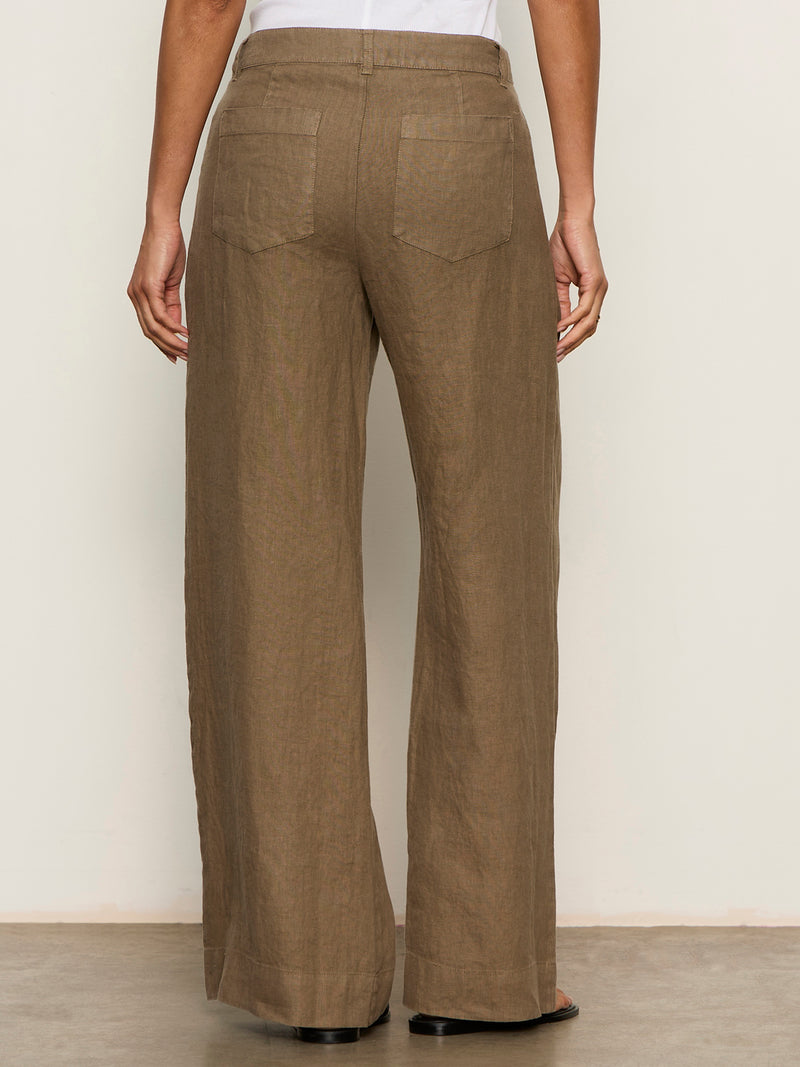 The Linen Marine Wide Leg Pant Timber alt 2