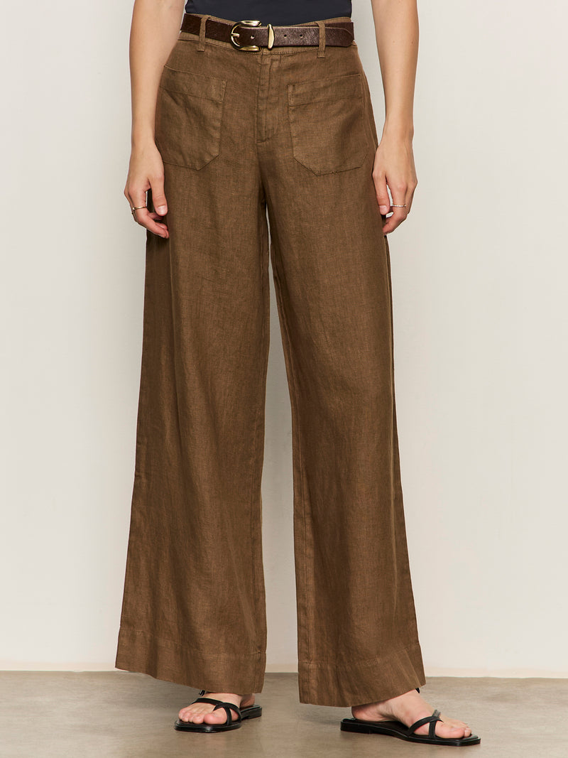 The Linen Marine Wide Leg Pant Timber