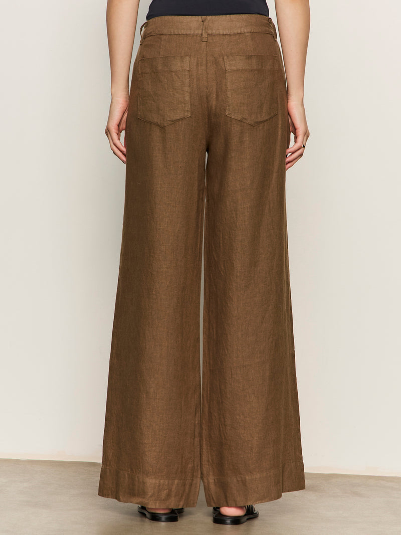The Linen Marine Wide Leg Pant Timber alt 1