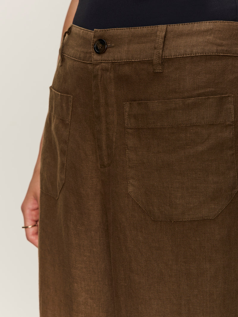 The Linen Marine Wide Leg Pant Timber alt 4