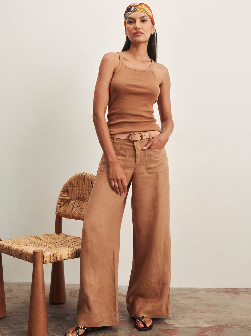 The Linen Marine Wide Leg Toasted Coconut alt 3