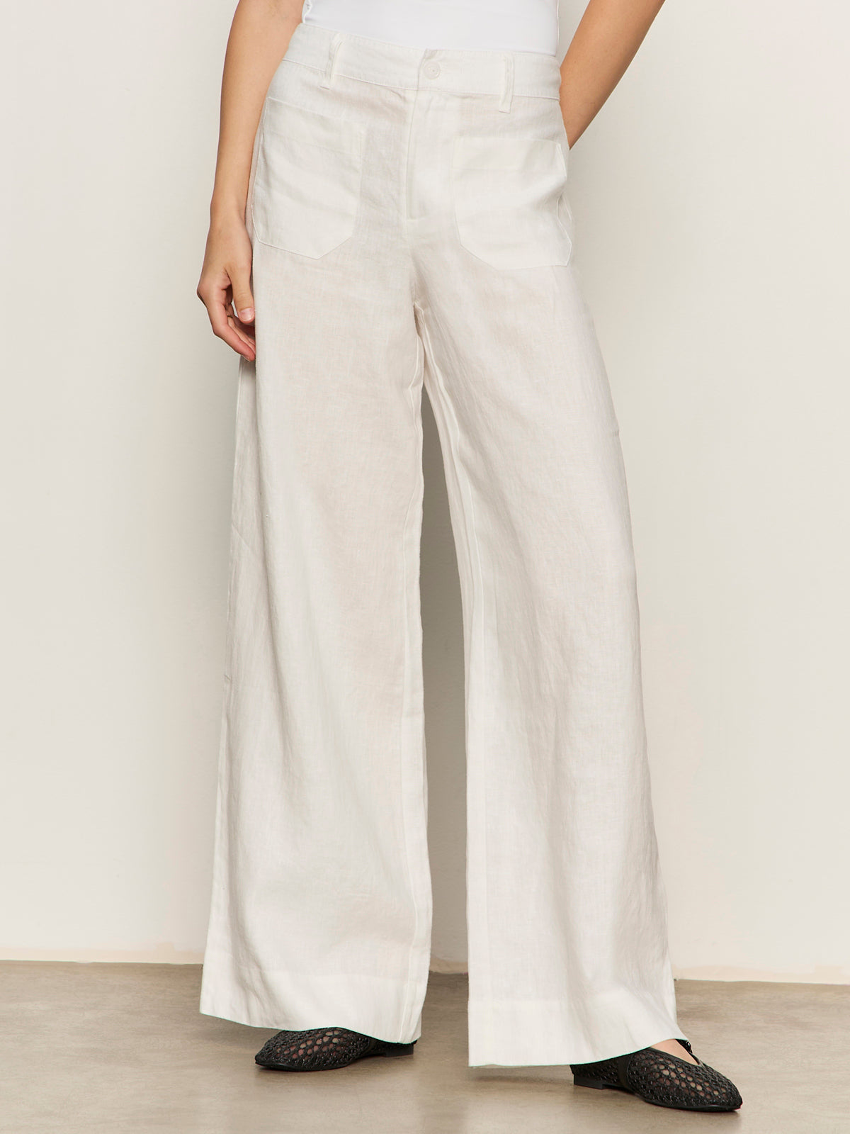Sanctuary Women's The Linen Marine Wide Leg Pants - White - Size 29 Sanctuary Women's The Linen Marine Wide Leg Pants - White - Size 29