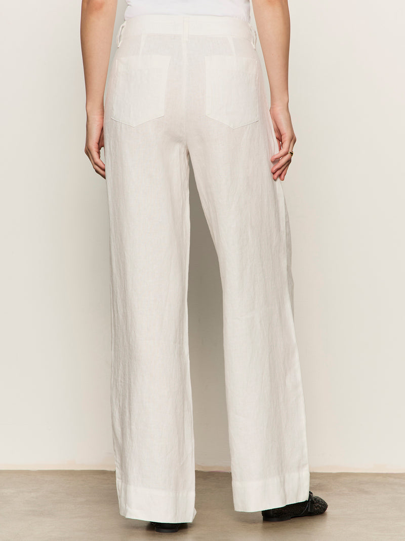 The Linen Marine Wide Leg Semi-High Rise Pant White alt 1