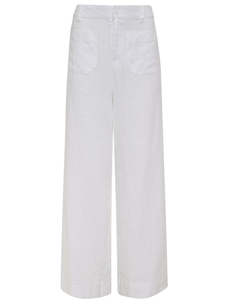The Linen Marine Wide Leg Semi-High Rise Pant White alt 6