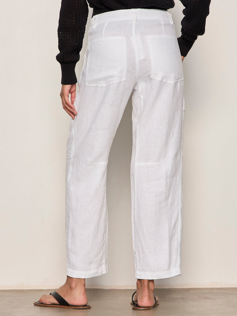 Boyfriend Linen Utility Pant White alt 1