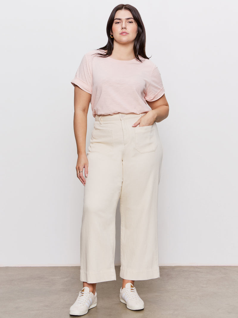 Soft Marine Wide Leg Standard Rise Crop Pant Macrame Extended Sizing alt 4