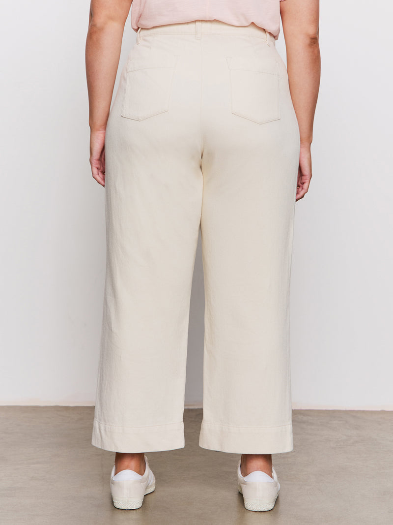 Soft Marine Wide Leg Standard Rise Crop Pant Macrame Extended Sizing alt 2