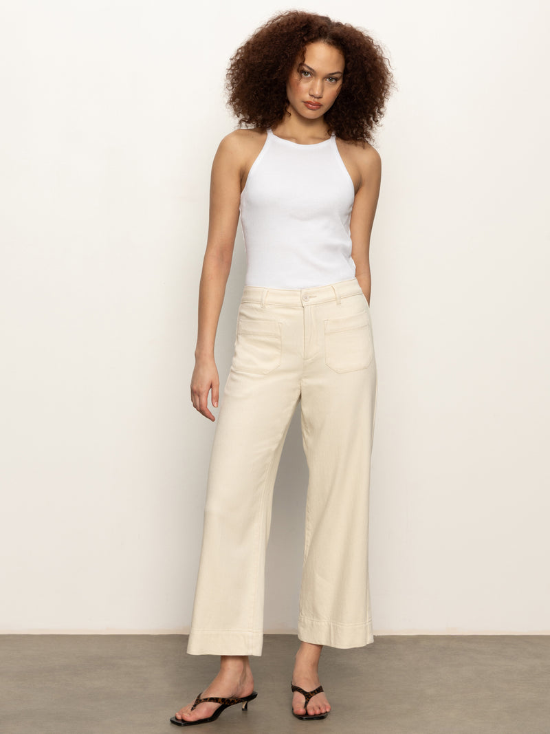 Soft Marine Wide Leg Standard Rise Crop Pant Macrame alt 4