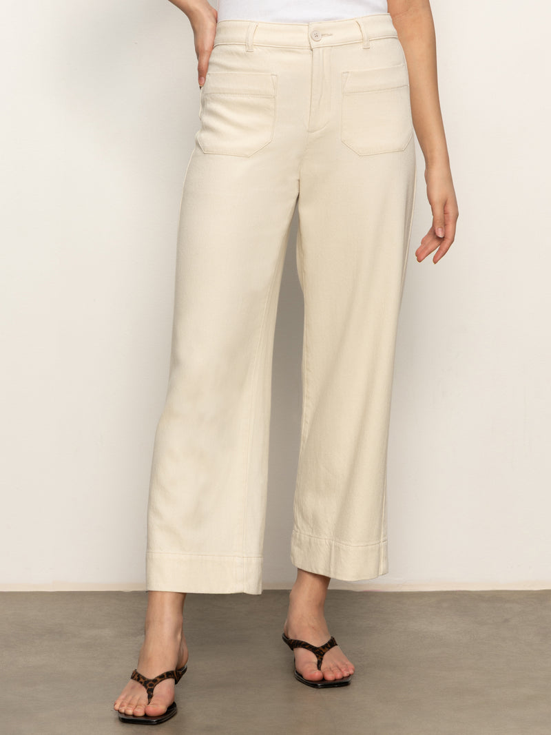 Soft Marine Wide Leg Standard Rise Crop Pant Macrame