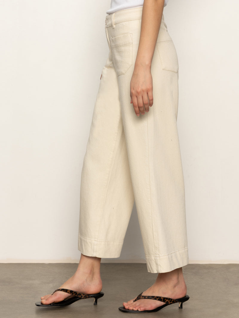 Soft Marine Wide Leg Standard Rise Crop Pant Macrame alt 3