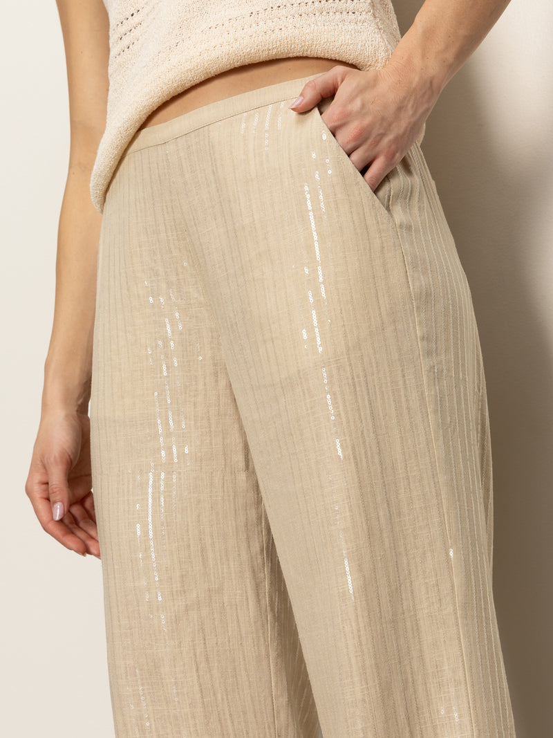 Coastal Semi-High Rise Pant Sand Sequin Stripe alt 4