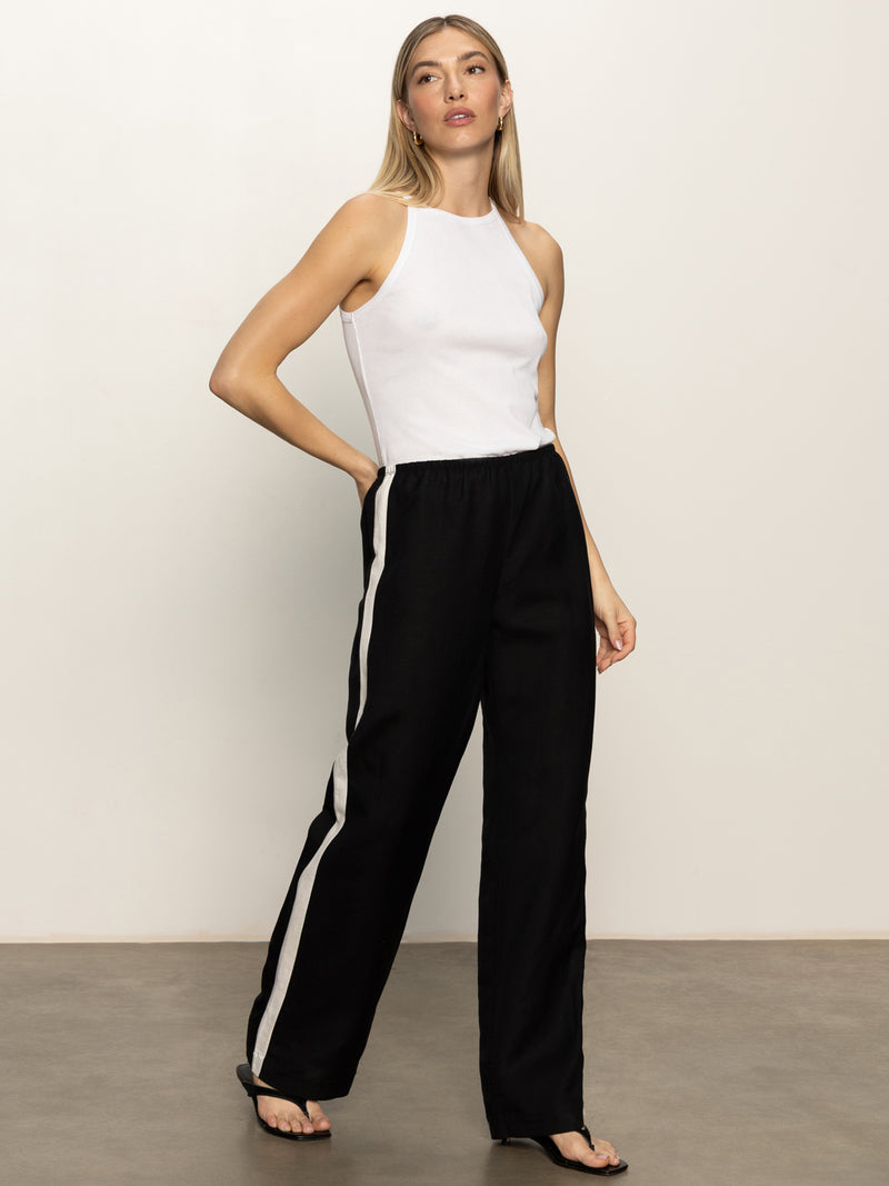 Casual Semi-High Rise Track Pant Black Chalk Stripe alt 4
