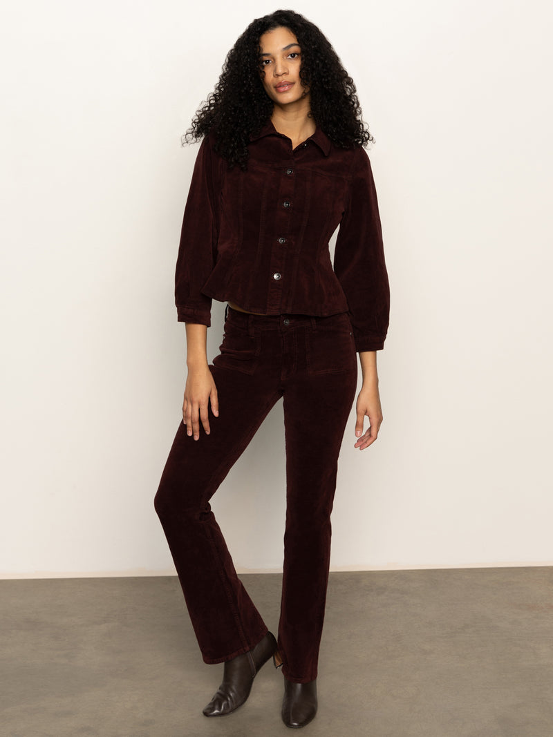 Velveteen Brook Bootcut Pant Dark Crimson alt 1