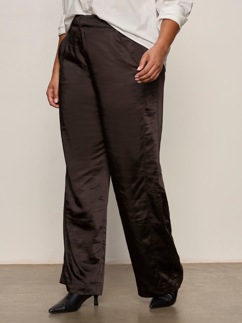 Modern Satin Trouser Black Extended Sizing alt 1