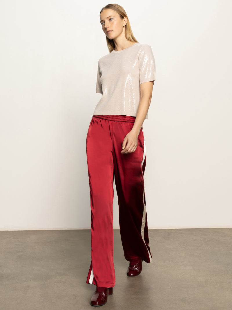 Satin Track Pant Crimson alt 5