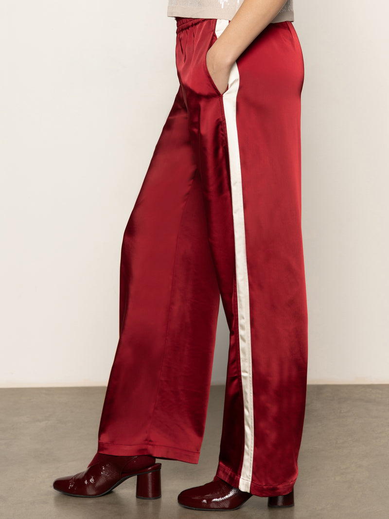 Satin Track Pant Crimson alt 1