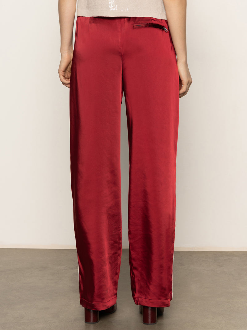 Satin Track Pant Crimson alt 2