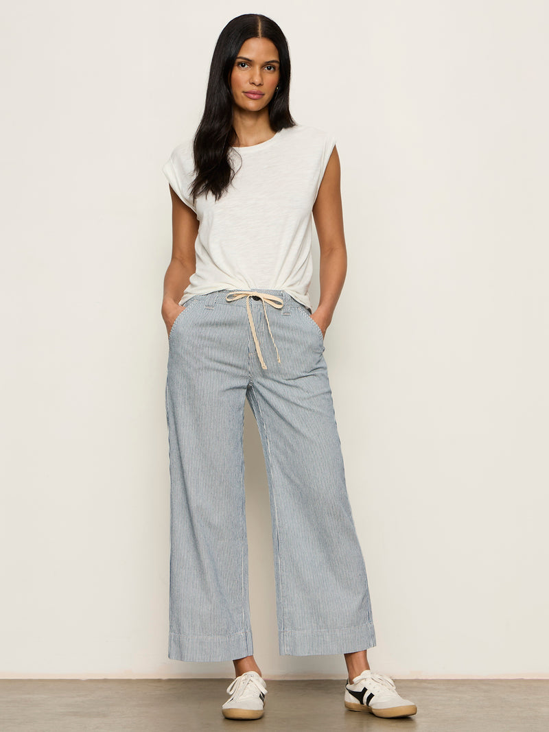Lily Stripe Cropped Pant Yacht Stripe