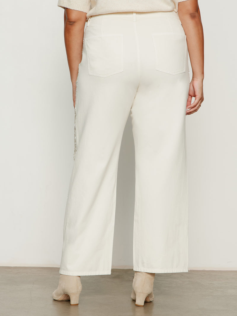 Cadence Shimmer Stripe Jean Vanilla Creme Extended Sizing alt 1