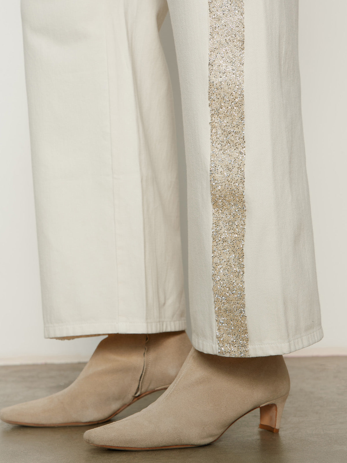 Cadence Shimmer Stripe Jean Vanilla Creme Extended Sizing