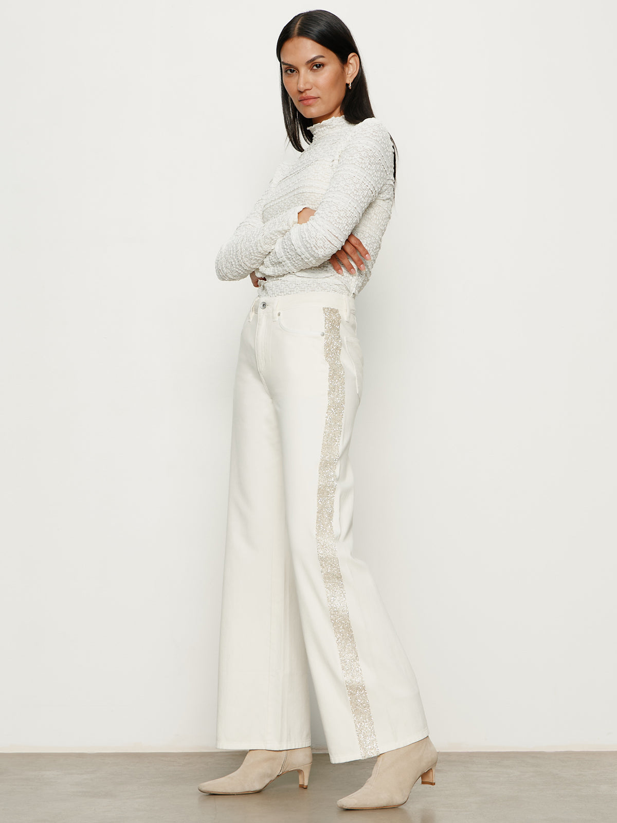 Cadence Shimmer Stripe Jean Vanilla Creme