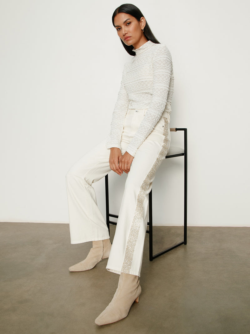 Cadence Shimmer Stripe Jean Vanilla Creme