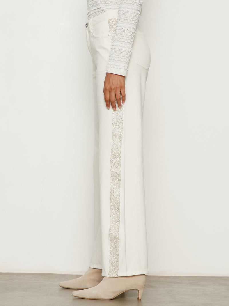 Cadence Shimmer Stripe Jean Vanilla Creme alt 2