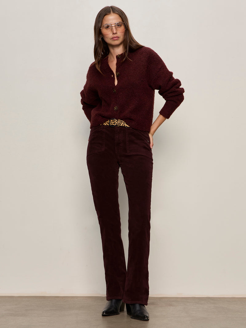 Velveteen Brook Bootcut Pant Dark Crimson Petite Sizing alt 4