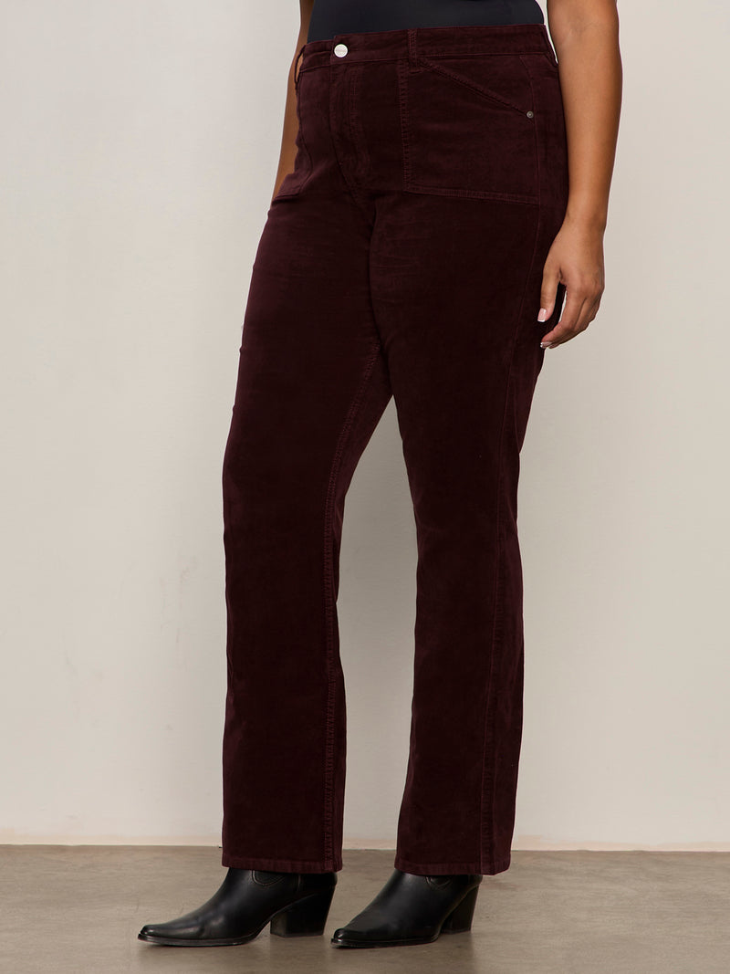 Velveteen Brook Bootcut Pant Dark Crimson Extended Sizing alt 1
