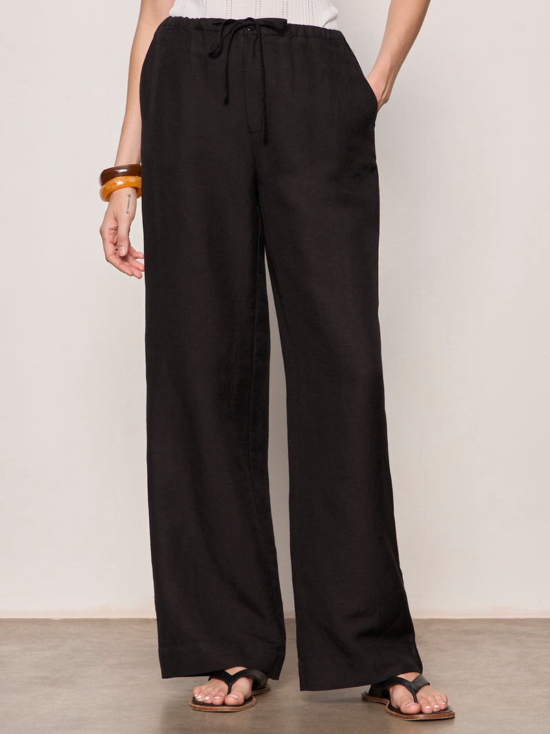 Shoreline Linen Pant Black