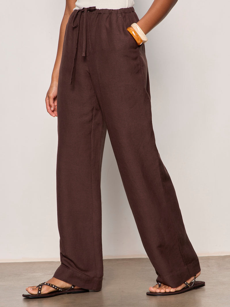 Shoreline Linen Pant Rich Soil alt 2