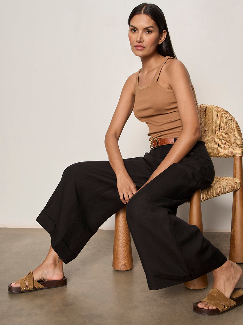 Terrace Linen Pant Black