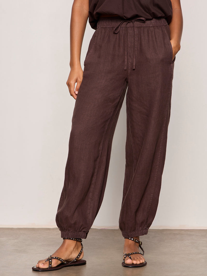 Melody Micro Linen Balloon Pant Rich Soil