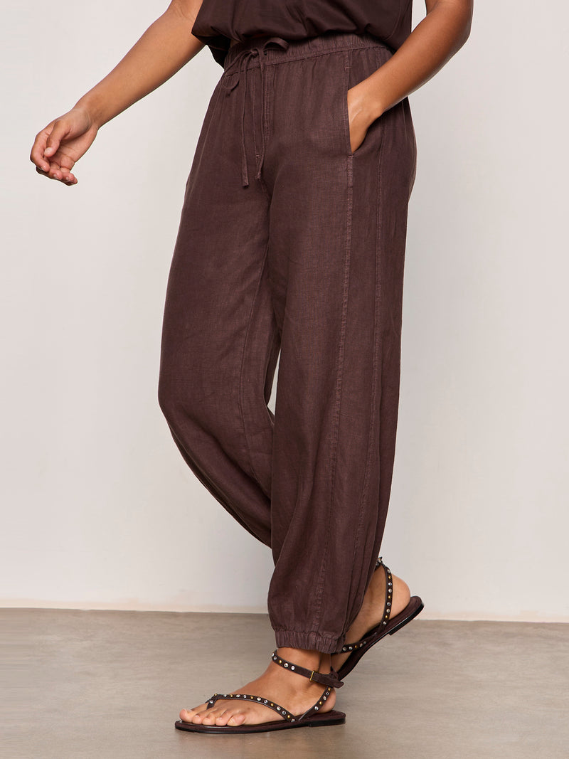 Melody Micro Linen Balloon Pant Rich Soil alt 2