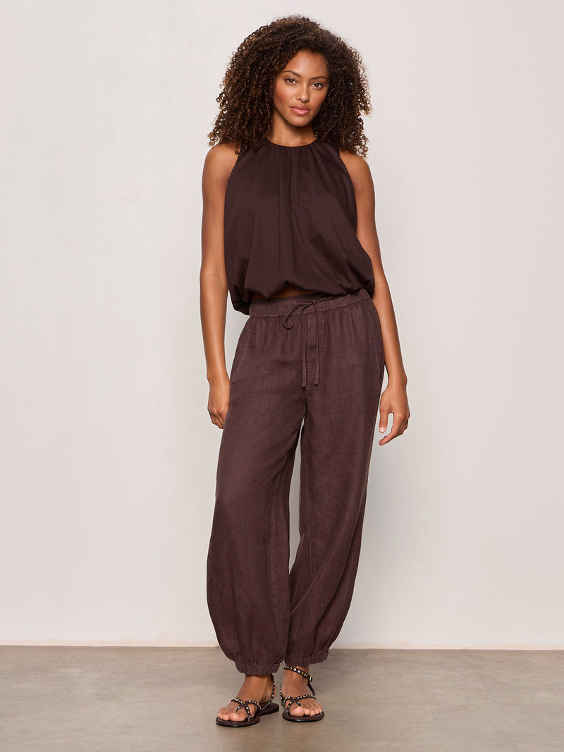 Melody Micro Linen Balloon Pant Rich Soil alt 4