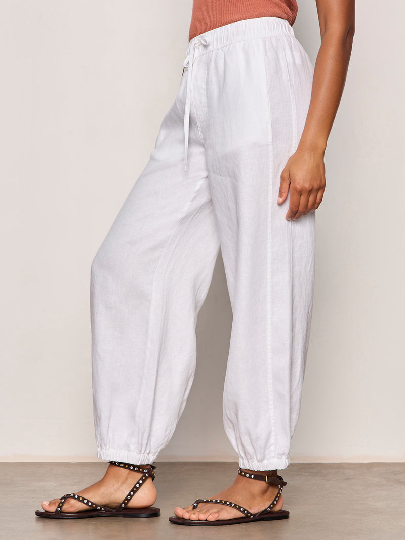 Melody Micro Linen Balloon Pant White alt 2